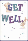 This charming get well card, brimming with warmth and rosy optimism, would be right at home on any bedside table in Thornton Heath, bringing a touch of joy to those recovering within our vibrant community. A cheerful teddy bear and a floppy-eared puppy come alive from the page, their playful interaction centered around the bold, colourful letters that spell 'Get Well' in lively indigo and teal shades. The luminous cream-white background sets off twinkling stars in cool blues and purples, sprinkling the card with subtle hope and light reminiscent of the bright moments we cherish locally. The softness of the bear's fur and the puppy's velvety ears seem almost within reach, as tangible as the comforting embrace of fresh blooms delivered across Thornton Heath. The entire scene, thoughtfully composed, radiates a gentle reassurance-a heartfelt reminder from a friend or a neighbour that support is close by. Just like a bouquet filled with seasonal flowers, this card delivers a unique blend of comfort, care, and local warmth to those who need it most.